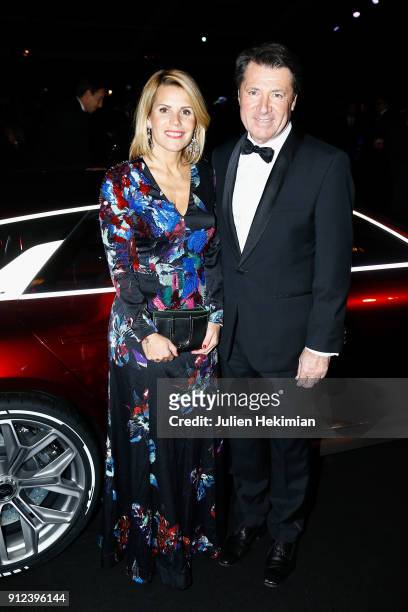 Christian Estrosi and his wife Laura Tenoudji attend the 33nd International Automobile Festival At Hotel des Invalides on January 30, 2018 in Paris,...