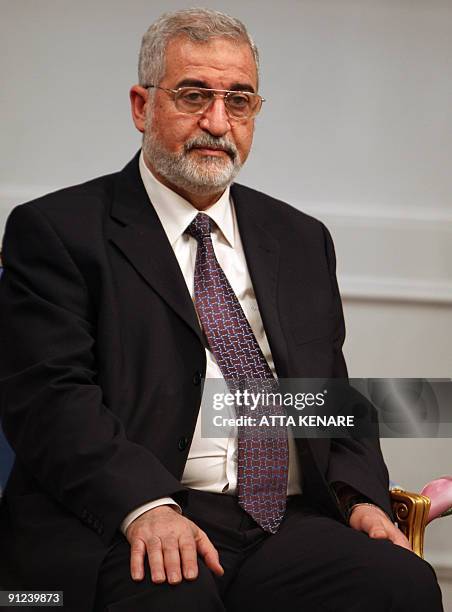 Iraqi parliament speaker Iyad al-Samarrai is seend during a meeting with Iranian President Mahmoud Ahmadinejad in Tehran on September 29, 2009....