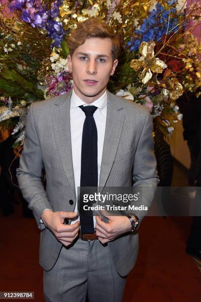 Lukas Sauer during the Gianni Versace Retrospective opening event at Kronprinzenpalais on January 30, 2018 in Berlin, Germany. The exhibition on the...