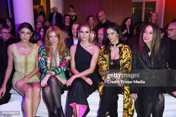 Rebecca Mir, Palina Rojinski, Lena Gercke, Shermine Shahrivar, Pat Cleveland during the Gianni Versace Retrospective opening event at...