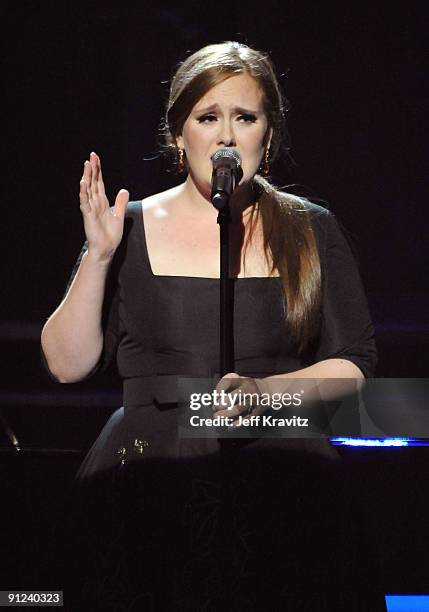 Singer Adele performs onstage during 2009 VH1 Divas at Brooklyn Academy of Music on September 17, 2009 in New York City.