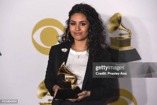 Alessia Cara attends 60th Annual GRAMMY Awards - Press Room at Madison Square Garden on January 28, 2018 in New York City.