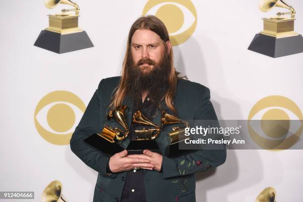 Chris Stapleton attends 60th Annual GRAMMY Awards - Press Room at Madison Square Garden on January 28, 2018 in New York City.