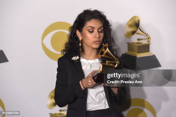 Alessia Cara attends 60th Annual GRAMMY Awards - Press Room at Madison Square Garden on January 28, 2018 in New York City.