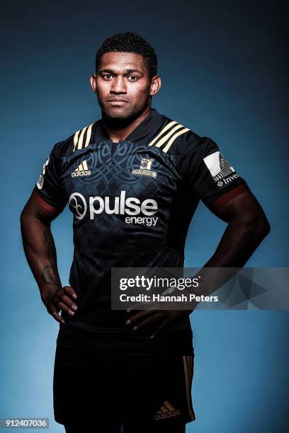 Waisake Naholo poses during the Highlanders Headshots session on January 22, 2018 in Auckland, New Zealand.