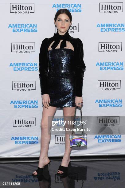 Actor Anna Kendrick enjoys a unique experience at the Hilton and American Express event at the Conrad New York on January 30, 2018 in New York City.