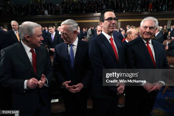 Attorney General Jeff Sessions, U.S. Secretary of Defense Gen. Jim Mattis, Secretary of the Treasury Steven Mnuchin, and U.S. Secretary of State Rex...