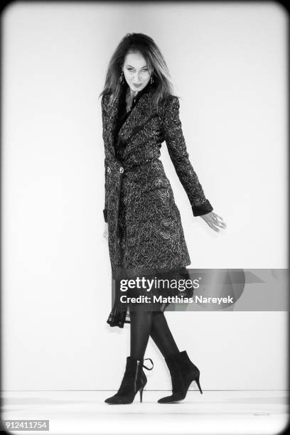Model Pat Cleveland during the Gianni Versace retrospective opening event at Kronprinzenpalais on January 30, 2018 in Berlin, Germany. The exhibition...