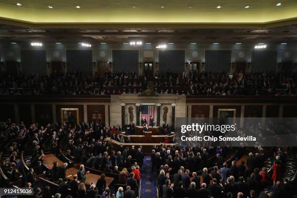 President Donald J. Trump delivers the State of the Union address in the chamber of the U.S. House of Representatives January 30, 2018 in Washington,...