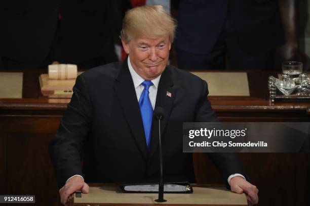 President Donald J. Trump delivers the State of the Union address in the chamber of the U.S. House of Representatives January 30, 2018 in Washington,...