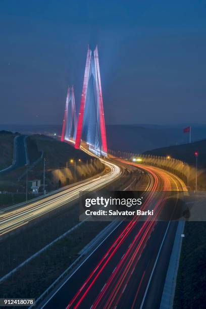 the yavuz sultan selim bridge - yavuz sultan selim stock pictures, royalty-free photos & images