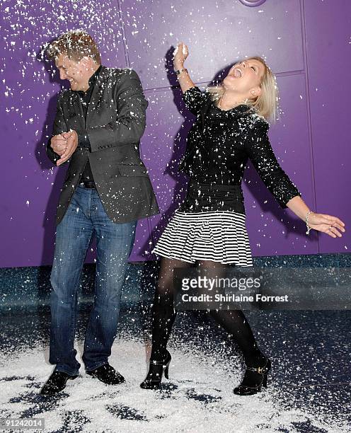 Suzanne Shaw and Aled Jones attend photocall to launch White Christmas: The Musical at The Lowry on September 29, 2009 in Manchester, England.