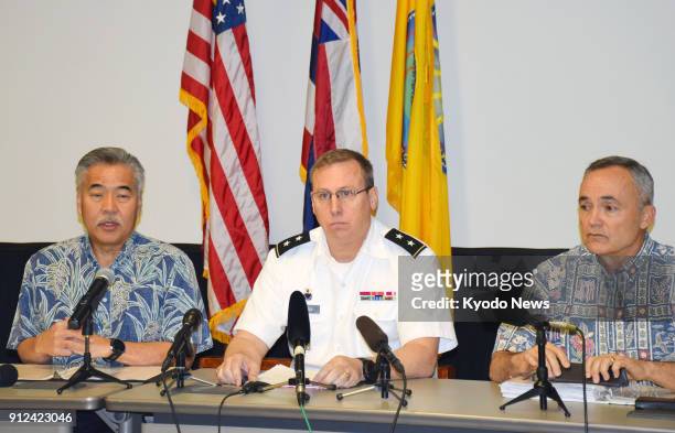 Hawaii Gov. David Ige meets the press in Honolulu on Jan. 30 following the release earlier in the day of an interim U.S. Government report on the...