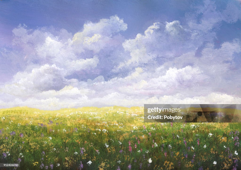 Summer meadow, painting