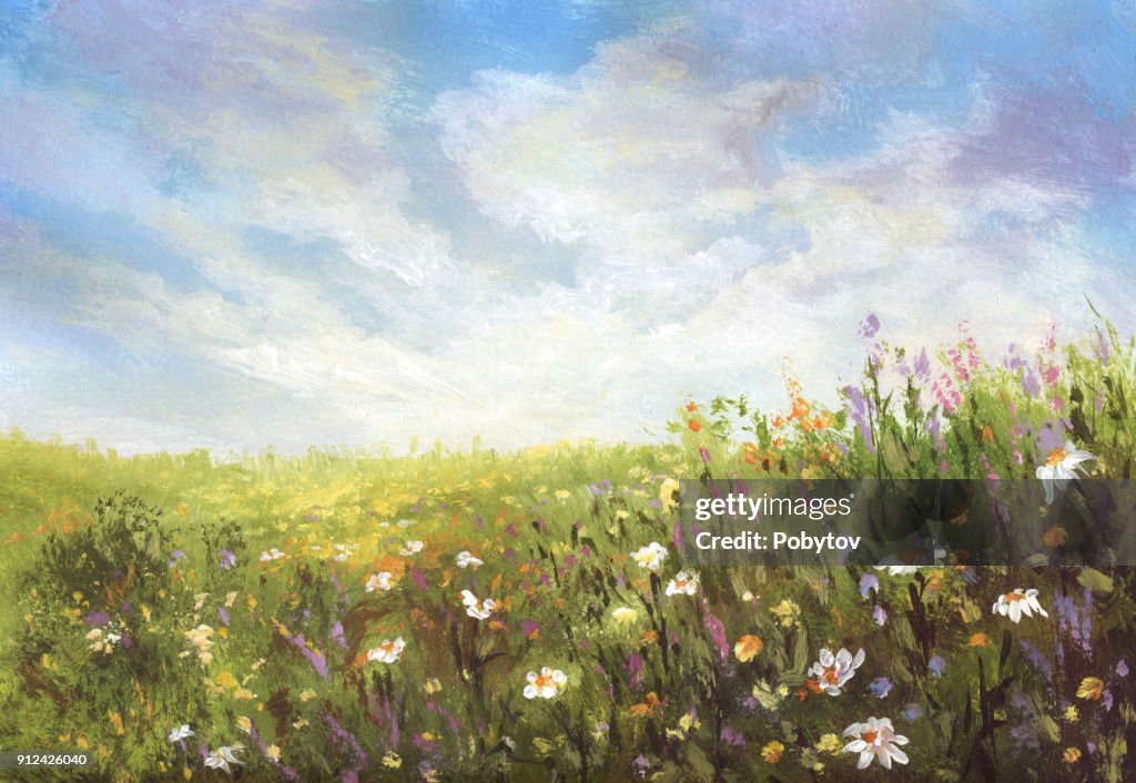 Summer meadow, painting