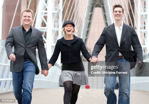 Suzanne Shaw, Aled Jones and Adam Cooper attend photocall to launch White Christmas: The Musical at The Lowry on September 29, 2009 in Manchester,...