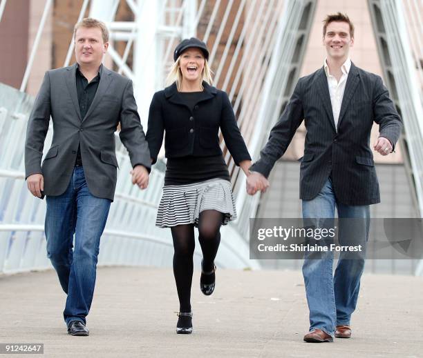 Suzanne Shaw, Aled Jones and Adam Cooper attend photocall to launch White Christmas: The Musical at The Lowry on September 29, 2009 in Manchester,...