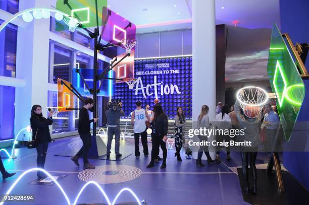 Guests enjoy a unique experience at the Hilton and American Express event at the Conrad New York on January 30, 2018 in New York City.