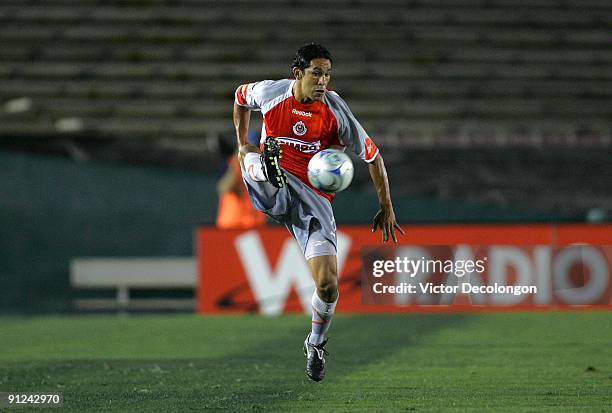 Amaury Ponce of Chivas de Guadalajara jumps to play a pass during the International Club Friendly against Chivas USA at the Rose Bowl on September...