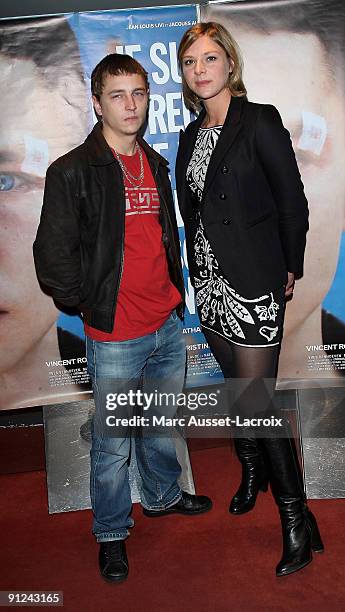 Vincent Rottiers and Sophie Cattani poses at the premiere of "Je suis heureux que ma mère soit vivante" at UGC Cine Cite des Halles on September 29,...