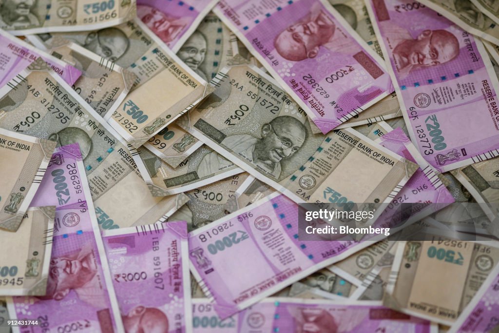 Indian Rupee Banknotes Ahead of Budget Announcement