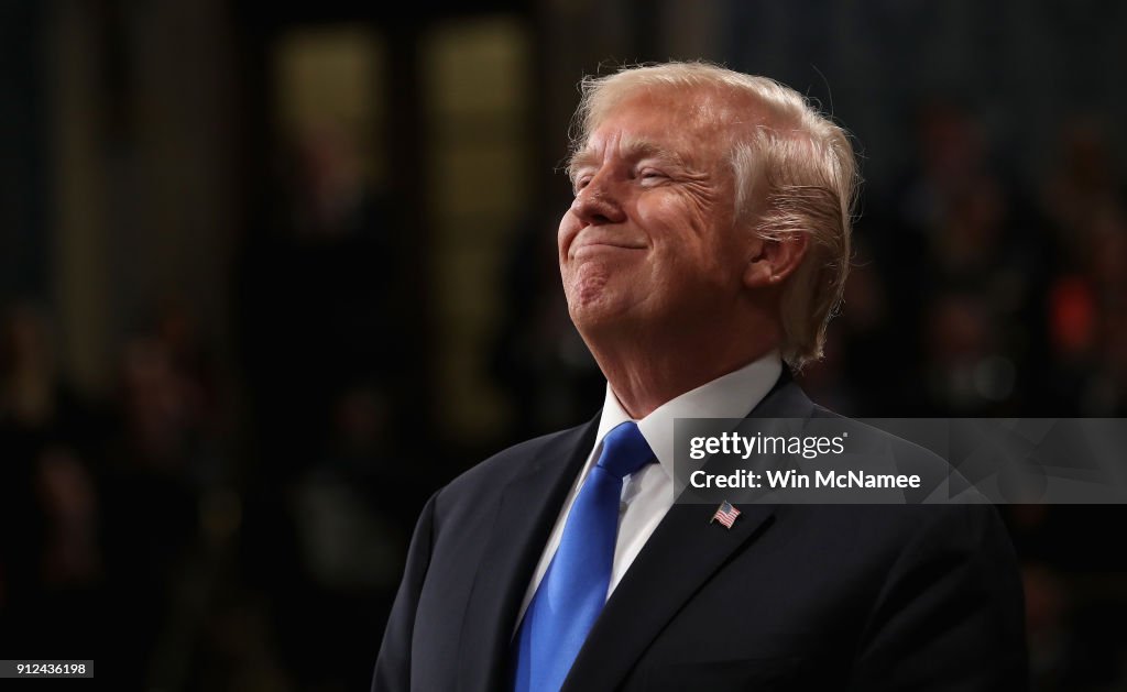 President Trump Addresses The Nation In His First State Of The Union Address To Joint Session Of  Congress