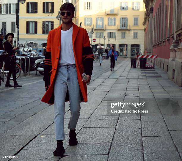 Guido Milani on the street during the Milan Fashion Week.