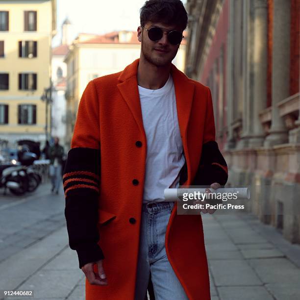Guido Milani on the street during the Milan Fashion Week.