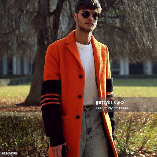 Guido Milani on the street during the Milan Fashion Week.