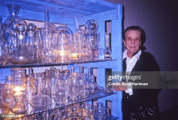 Louise Bourgeoise with her work at the Guggenheim Museum, New York, 1992.