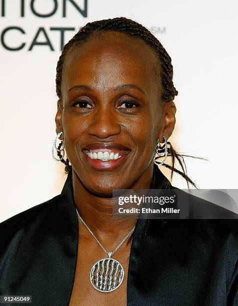 Former U.S. Olympic track and field athlete Jackie Joyner-Kersee arrives at the 14th annual Andre Agassi Charitable Foundation's Grand Slam for...