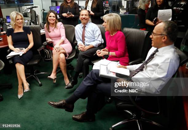 News 2018 State of the Union Coverage" -- Pictured: Megyn Kelly, Savannah Guthrie, Chuck Todd, Andrea Mitchell, Lester Holt --