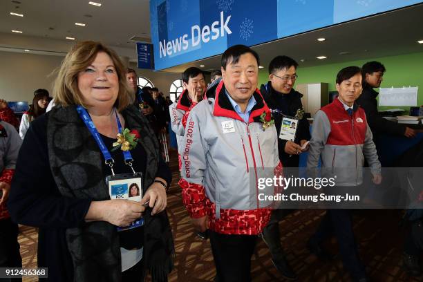 Gunilla Lindberg head of IOC Evaluation Commission and Lee Hee-Beom President of the PyeongChang Organizing Committee for the 2018 Olympic visit at...