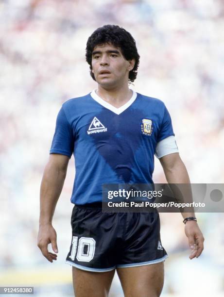 Diego Maradona of Argentina during the FIFA World Cup match between Argentina and Uruguay at the Estadio Cuauhtemoc in Puebla, 16th June 1986....