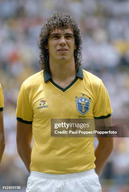 Casagrande lines up for Brazil before the FIFA World Cup match between Northern Ireland and Brazil at the Estadio Jalisco in Guadalajara, 12th June...