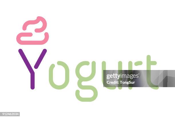 yogurt - typography - yoghurt pot stock illustrations