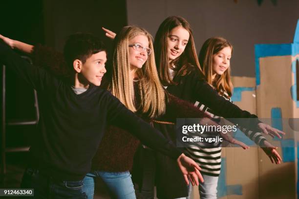 school play rehearsal - child actor stock pictures, royalty-free photos & images