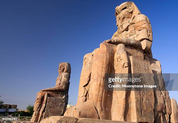 colossi of memnon in luxor, egypt - colossi of memnon stock pictures, royalty-free photos & images
