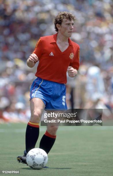 Emilio Butragueno in action for Spain during the FIFA World Cup match between Northern Ireland and Spain at the Estadio Tres de Marzo, in...