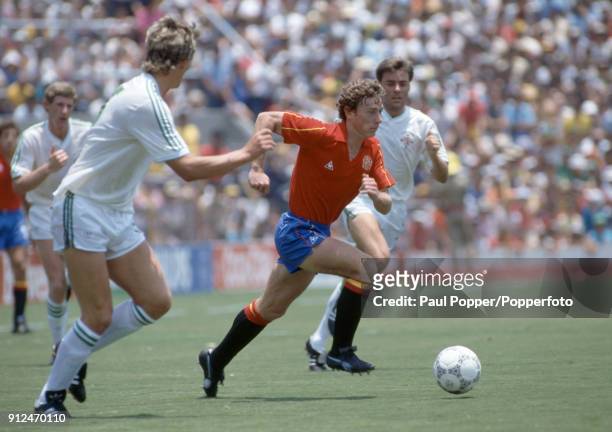 Emilio Butragueno in action for Spain during the FIFA World Cup match between Northern Ireland and Spain at the Estadio Tres de Marzo, in...