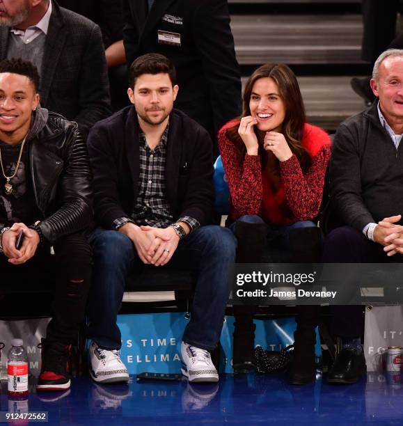 Jerry Ferrara and Breanne Racano attend the New York Knicks vs Brooklyn Nets game at Madison Square Garden on January 30, 2018 in New York City.