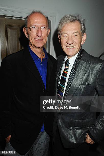 Martin Sherman and Sir Ian McKellen attend the afterparty following the press night of 'Breakfast At Tiffany's', at the Haymarket Hotel on September...