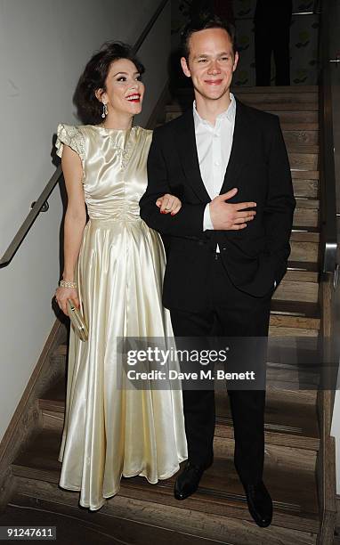 Anna Friel and Joseph Cross attend the afterparty following the press night of 'Breakfast At Tiffany's', at the Haymarket Hotel on September 29, 2009...