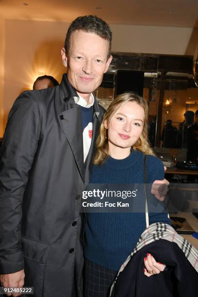 Wine grower Moritz Rogosky, his daughter Carla-Elle Rogosky Ballu attend Antik Batik Party at Antik Batik Shop Rue des Minimes on January 30, 2018 in...