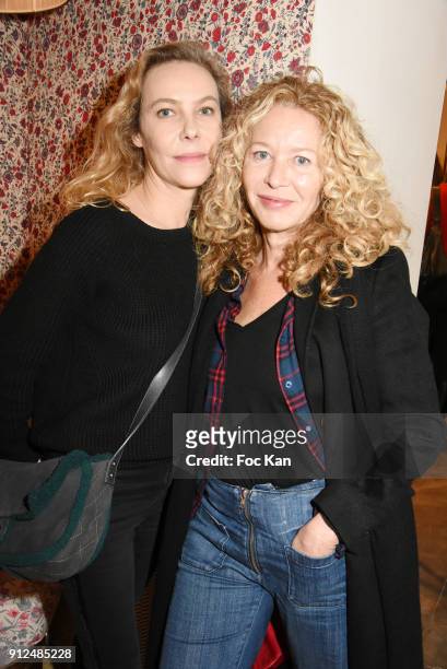 Anne Colombe de La Taille and Kathy Wolff attend Antik Batik Party at Antik Batik Shop Rue des Minimes on January 30, 2018 in Paris, France.