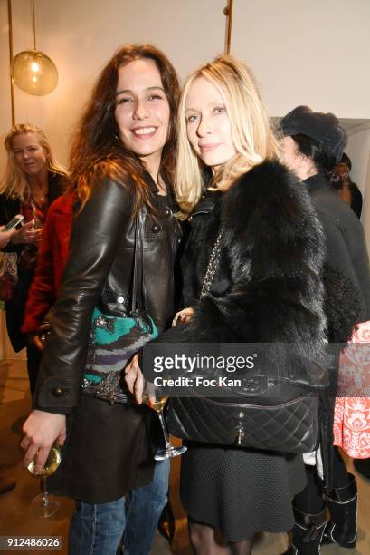 Actresses Zoe Felix and Valerie Steffen attend Antik Batik Party at Antik Batik Shop Rue des Minimes on January 30, 2018 in Paris, France.