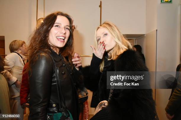 Actresses Zoe Felix and Valerie Steffen attend Antik Batik Party at Antik Batik Shop Rue des Minimes on January 30, 2018 in Paris, France.