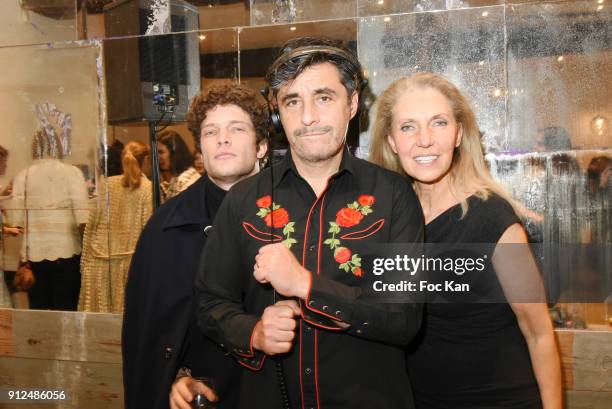 Robinson Maeght, Ariel Wizman and Flo Maeght attend Antik Batik Party at Antik Batik Shop Rue des Minimes on January 30, 2018 in Paris, France.