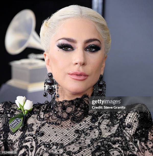 Lady Gaga arrives at the 60th Annual GRAMMY Awards at Madison Square Garden on January 28, 2018 in New York City.