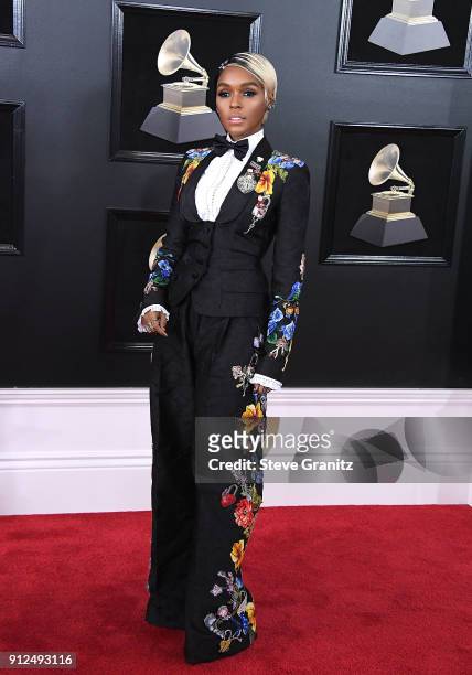 Janelle Monae arrives at the 60th Annual GRAMMY Awards at Madison Square Garden on January 28, 2018 in New York City.